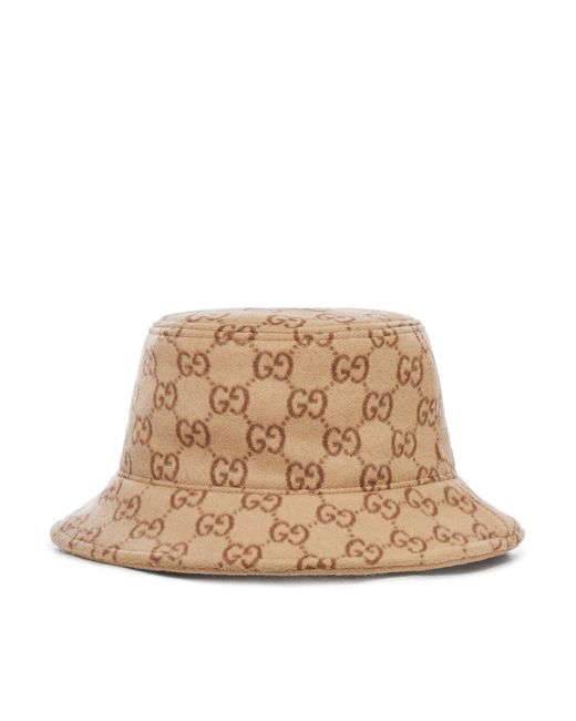 Gucci Natural Gg Jacquard Wool Bob Hat