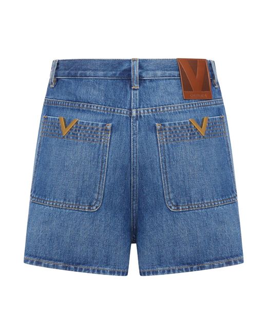 Valentino Garavani Blue Solid Denim Shorts