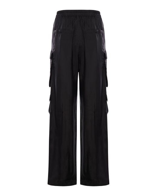 Rick Owens Black Cupro Cargo Pants