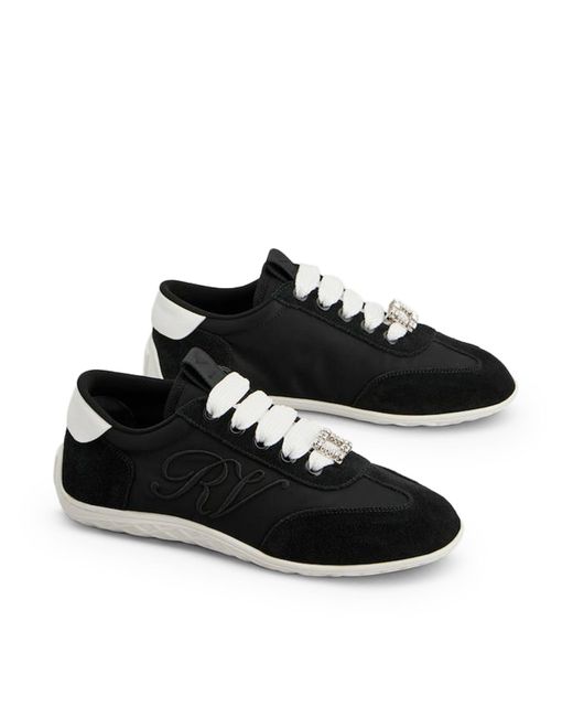 Roger Vivier Black Viv Low Suede Sneakers