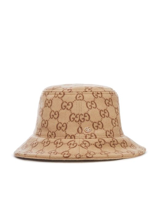 Gucci Natural Gg Jacquard Wool Bob Hat