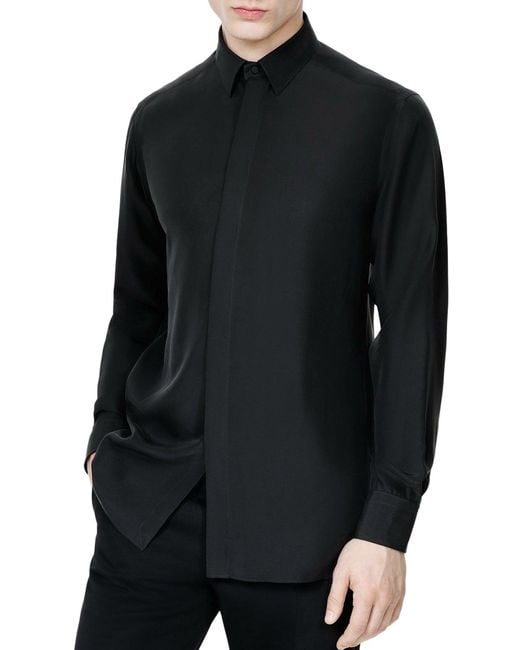 Tom Ford Blue Silk Charmeuse Shirt for men