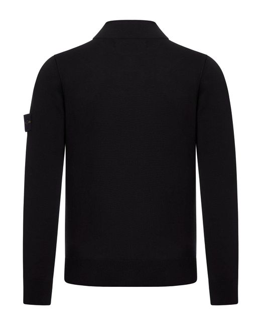 Stone Island Black Zip Sweater for men