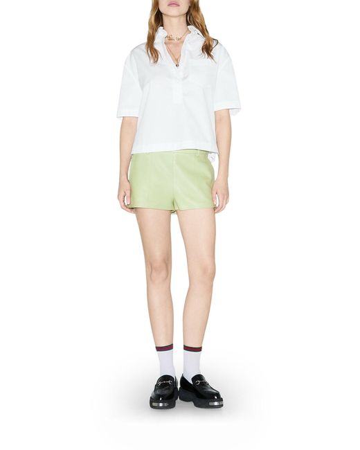Camicia in popeline di cotone con logo in rilievo di Gucci in White