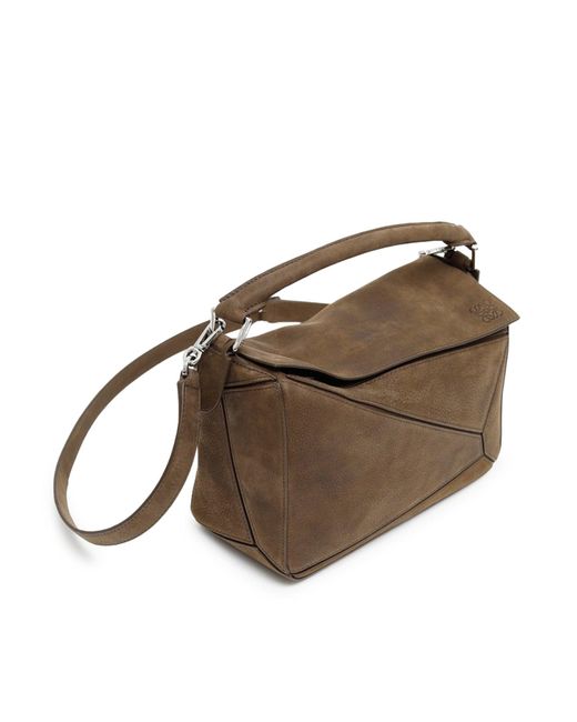 Borsa puzzle piccola in nabuk di Loewe in Brown