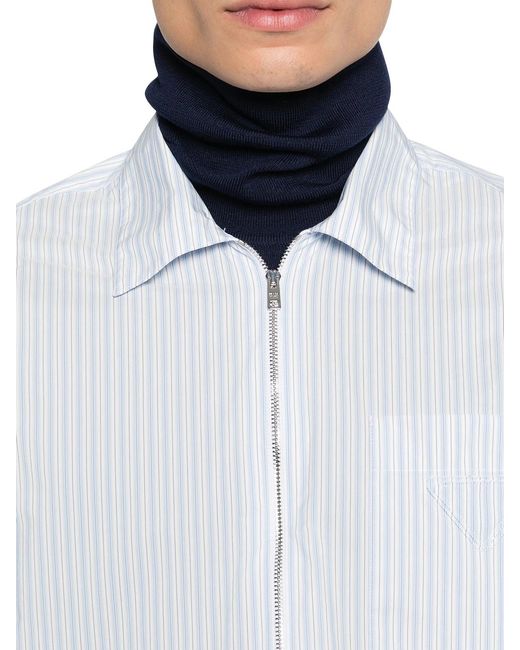 Prada White Technical Fabric Shirt With Striped Pattern for men