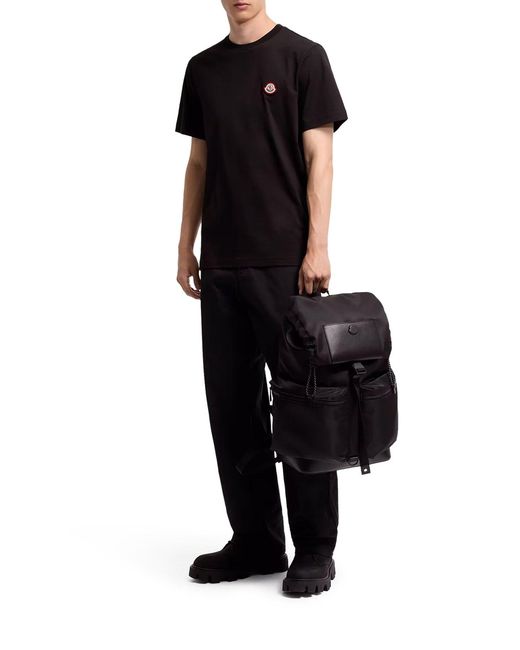 T-shirt in jersey di cotone con logo di Moncler in Black da Uomo