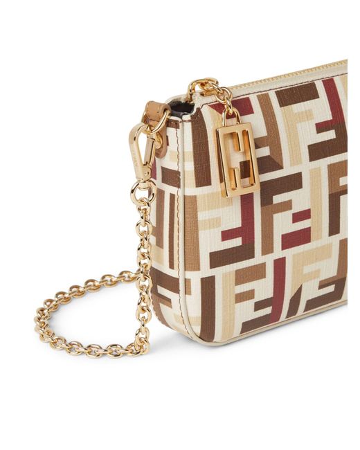 Pouch con catena in tessuto di Fendi in White