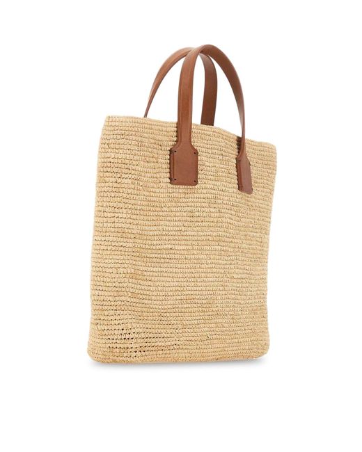 Sovani X Dragon Diffusion Natural Sacha Raffia Handbag With Leather Inserts