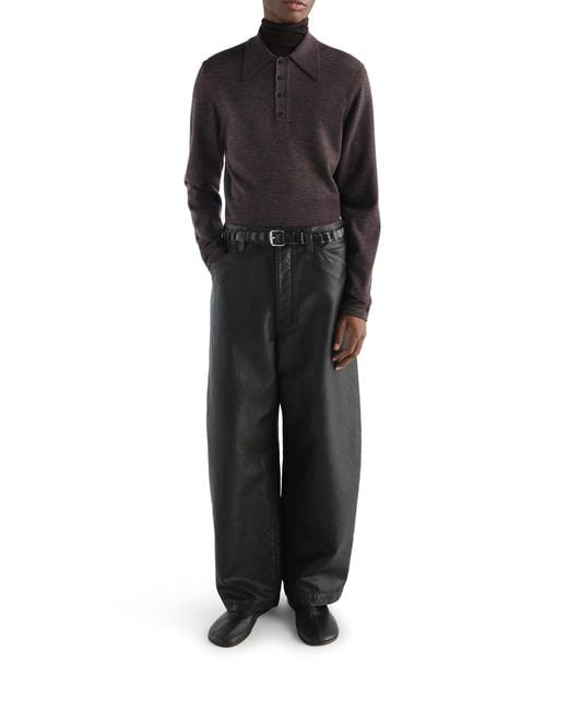 Lemaire Blue Long-Sleeved Polo Shirt for men