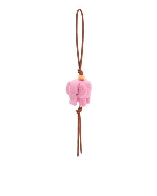 Loewe Pink Elephant Pendant In Felt And Calfskin