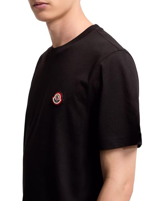 T-shirt in jersey di cotone con logo di Moncler in Black da Uomo