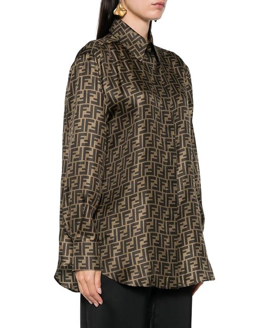 Fendi Brown Ff Silk Shirt