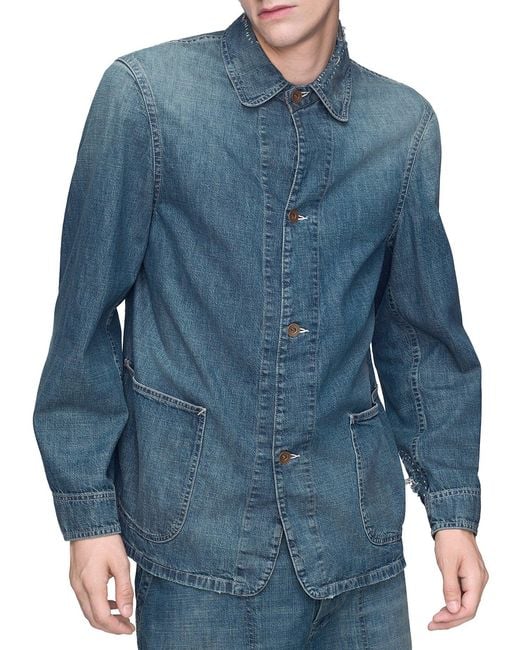 Maison Margiela Blue Denim Caban Jacket for men