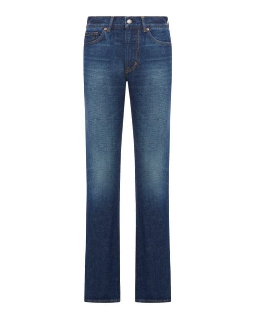 Tom Ford Blue Stone Washed Denim Straight Fit Jeans