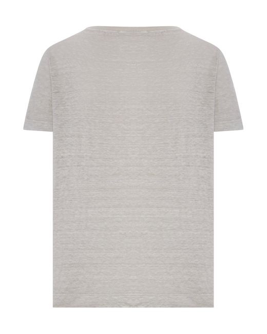 Transit Gray Crew Neck T-shirt In Melange Effect Linen