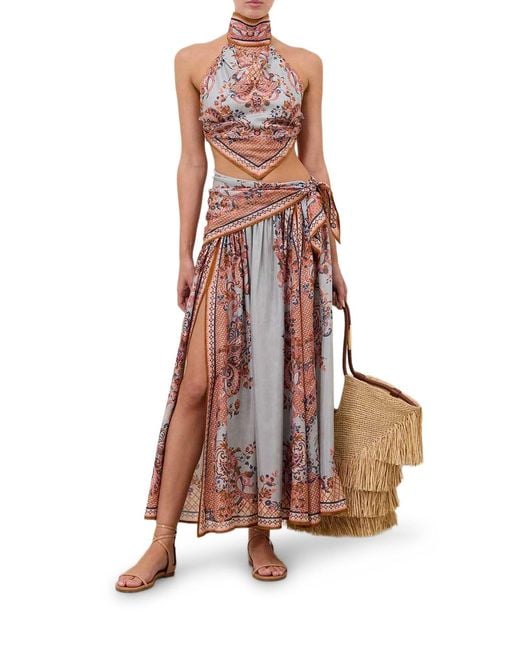 Zimmermann White Aster Silk Wrap Skirt