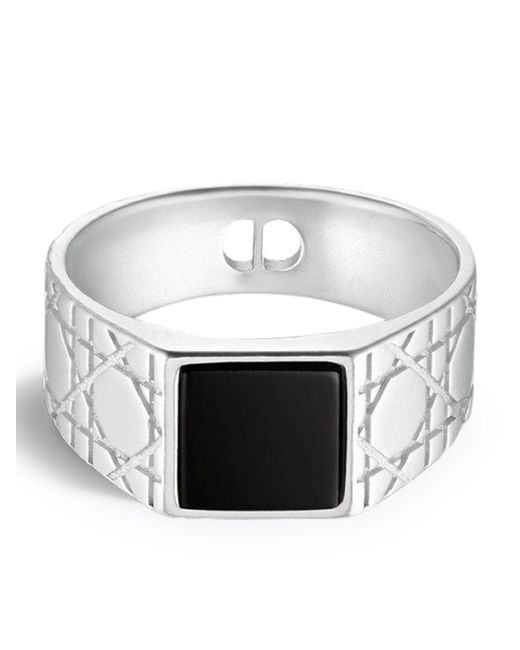 Dior Cannage Signet Ring in White for Men | Lyst