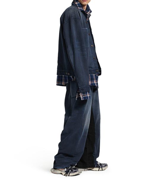 Balenciaga Blue Patched Shirt-Jacket for men