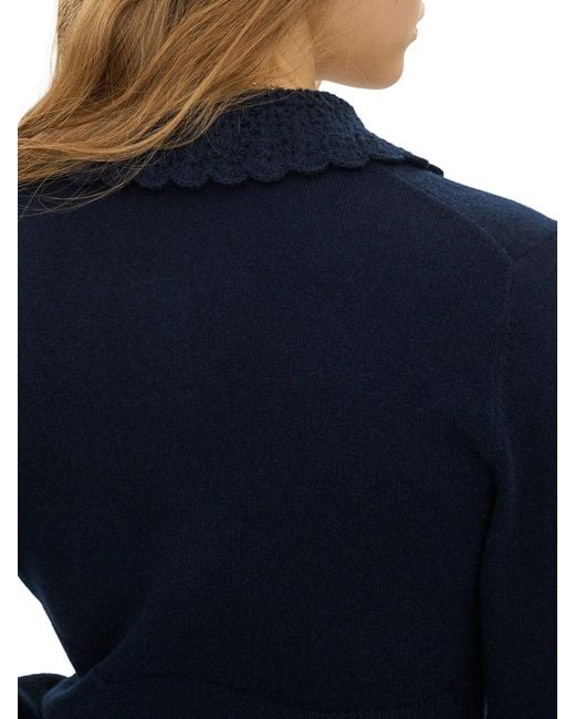 Chloé Blue Fitted Logo Cardigan
