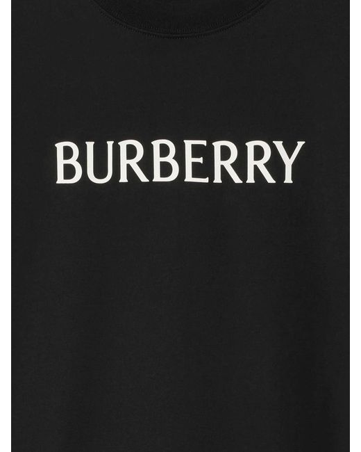 Burberry Black Cotton T-shirt With Printed Logo for men