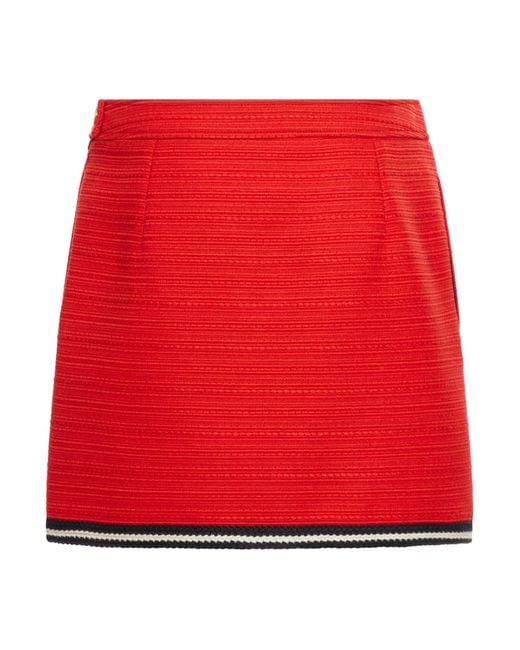 Gucci Red Wool Skirt With Braided Finishes