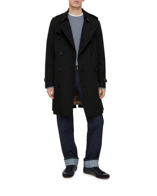 Burberry Black Kensington Heritage Mid-Length Trench Coat for men