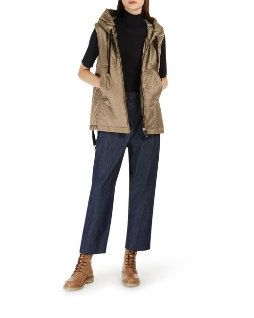 Max Mara Brown Padded Vest With Hood