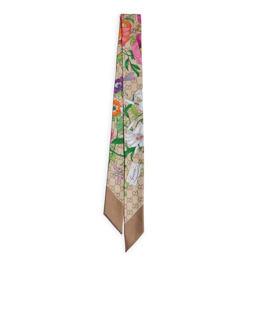 Gucci White Printed Silk Scarf