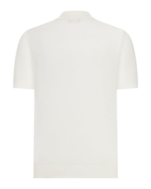 Nome G White Short-Sleeved Silk And Cotton Polo Shirt for men