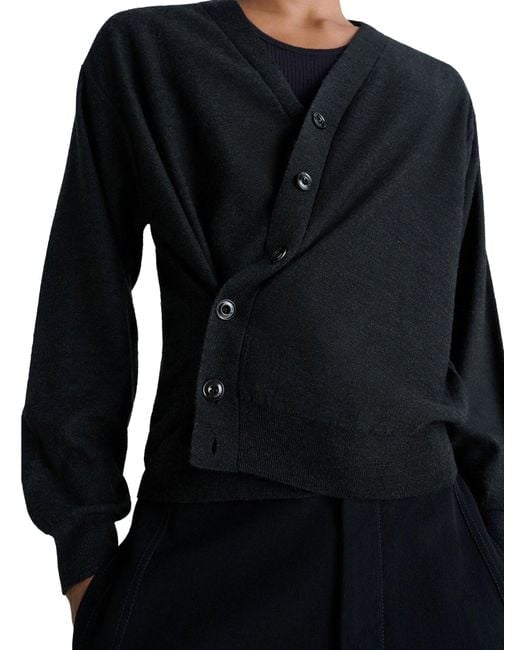 Lemaire Black Twisted Wool Cardigan for men