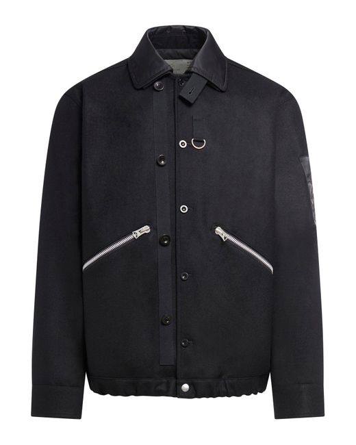 Sacai Wool Melton Jacket in Blue for Men | Lyst UK