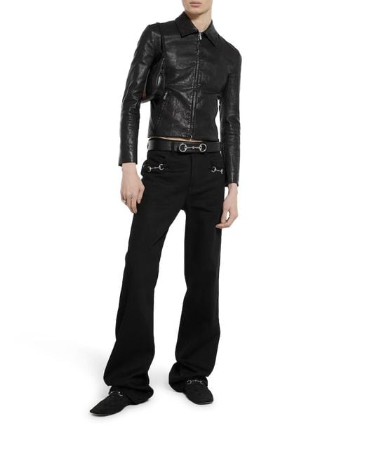 Gucci Blue Washed Stretch Nappa Leather Jacket for men