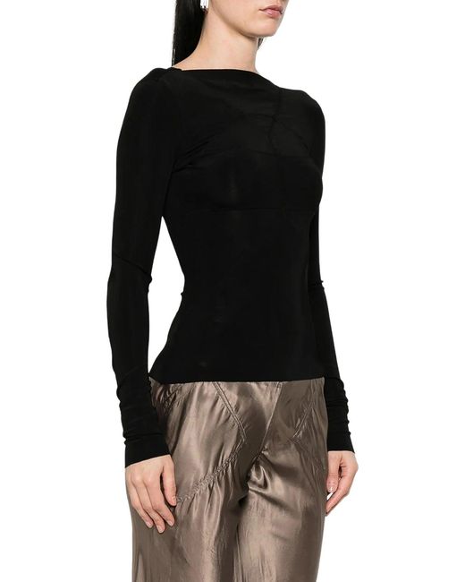 Rick Owens Blue Fitted Temple Top With V-neck Back