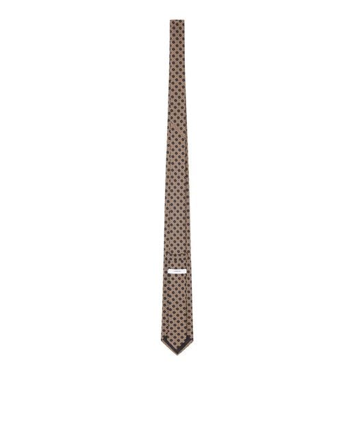 Lardini White Micro-Patterned Silk Tie for men