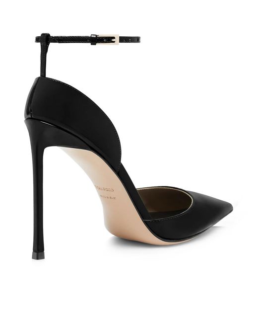 Tom Ford Black Vertigo Patent Leather Décolleté With Ankle Strap