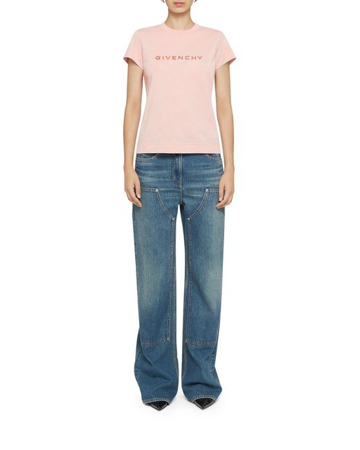 T-shirt slim 4g in cotone di Givenchy in Pink