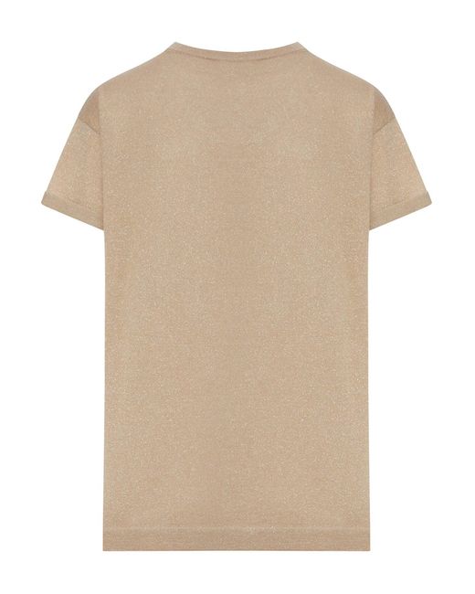 Brunello Cucinelli Natural Cashmere And Silk Lurex T-Shirt