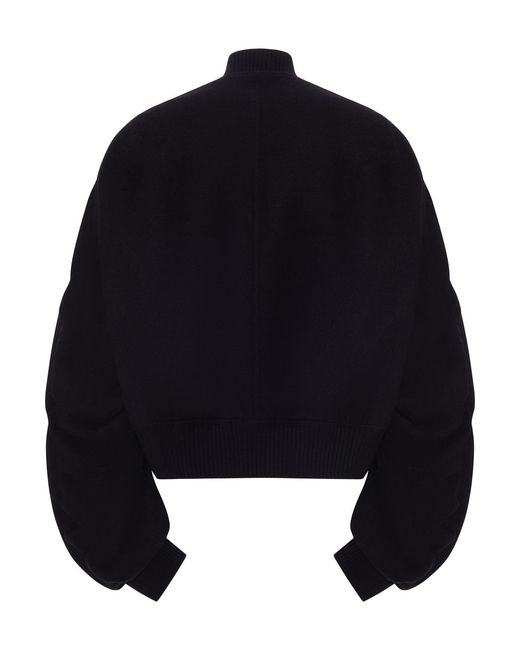 Rick Owens Black Cropped Bomber Jacket With Voluminous Sleeves for men
