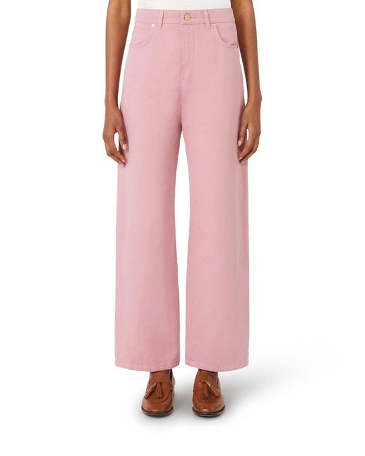 Max Mara Pink 5-pocket Cotton And Linen Trousers