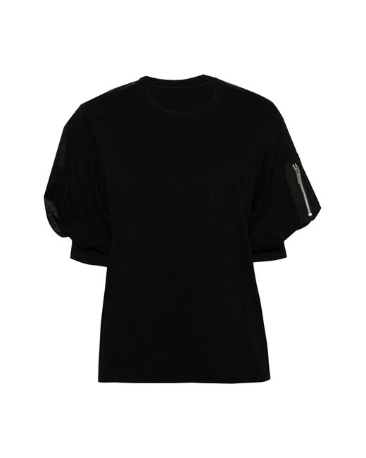 Sacai Black T-shirts