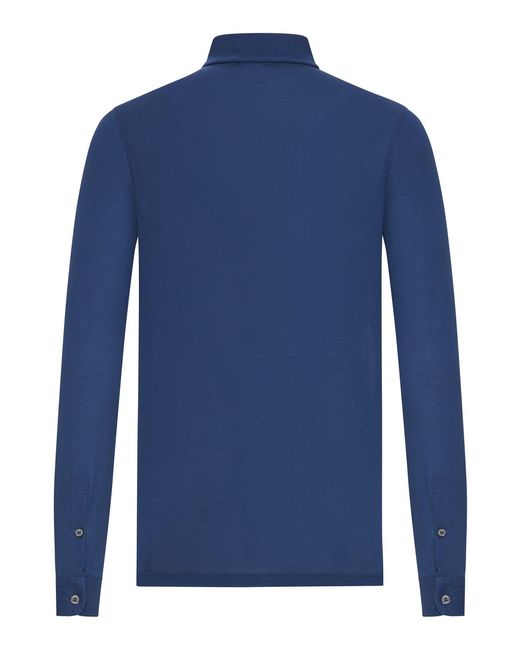 Nome G Blue Long-Sleeved Polo Shirt for men
