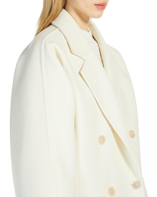 Max Mara White Short Wool And Cashmere Coat