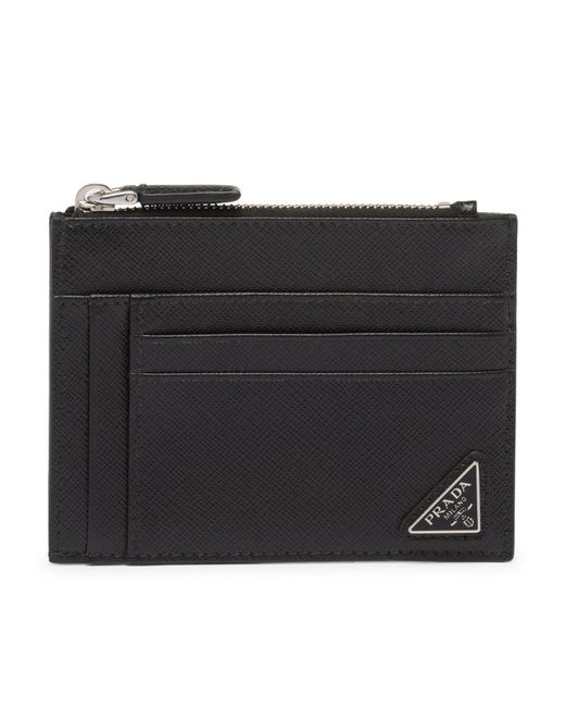 Prada Black Saffiano Leather Card Holder for men