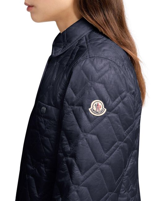 Moncler Blue Diamond Quilted Padded Shirt Jacket