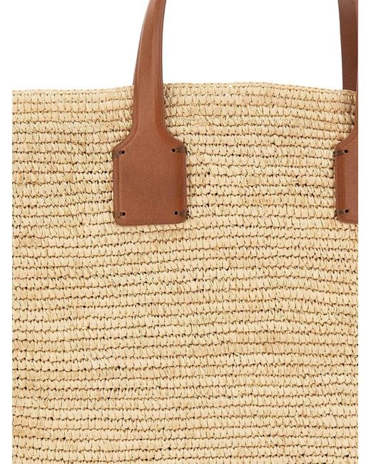 Sovani X Dragon Diffusion Natural Sacha Raffia Handbag With Leather Inserts