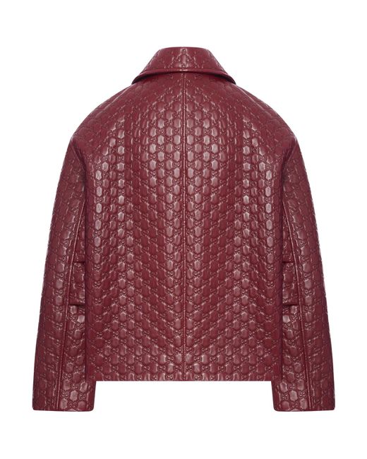 Gucci Red Oversize Jkt All Over Gg Embos