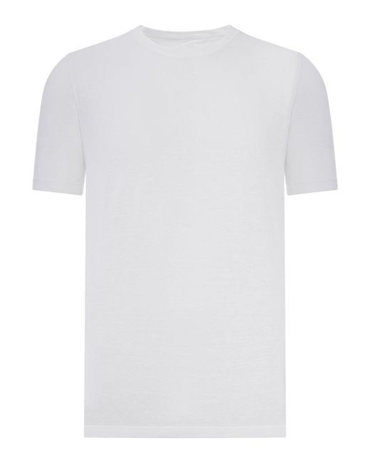 120% Lino White Short-Sleeved T-Shirt for men
