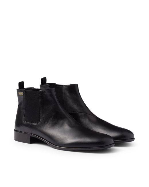 Prada Black Leather Ankle Boots