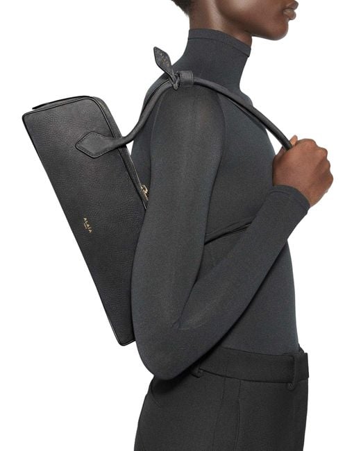 Alaïa Black Le Teckel Medium Bag In Nubuck Calfskin